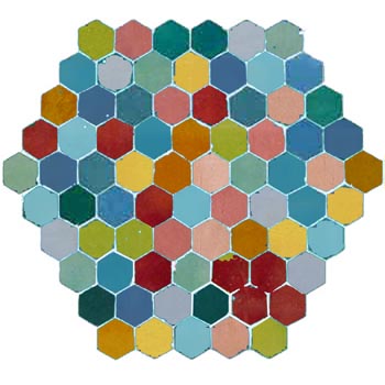 Mosaic House Moroccan tile Sata A 8-5-12-13-23-17-2-24-19-21-22-18-7 Light Blue,   Lime Green,   Red,   Ochre,   Light Green,   Light Turquoise,   Sky Blue,   Yellow,   Brown,   Pink,   Light Pink,   Turquoise,   Sea Green,    solid  